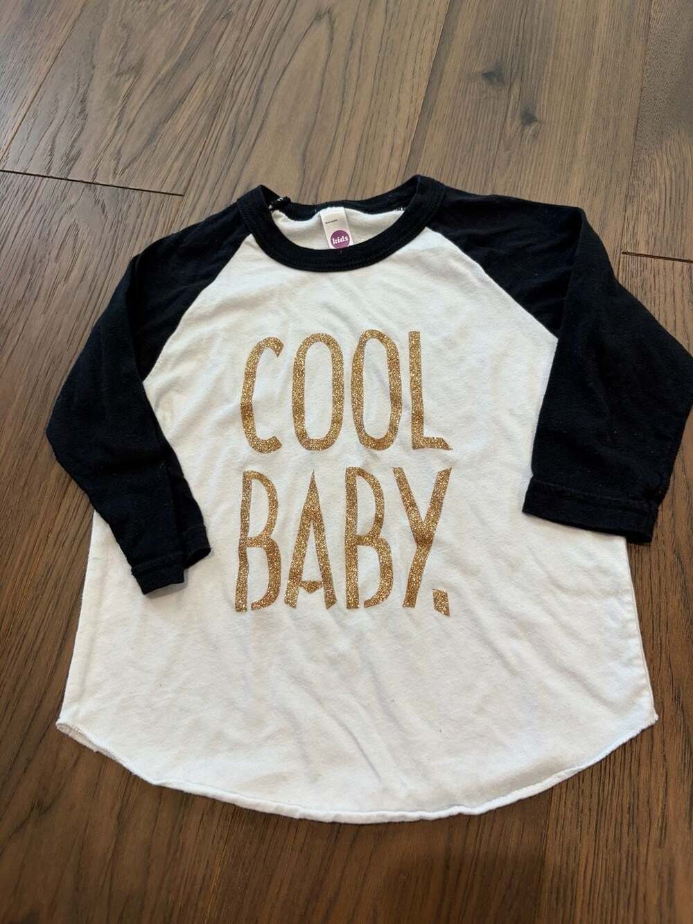 American Apparel Kids Cool Baby Glitter Raglan T-Shirt Size 2